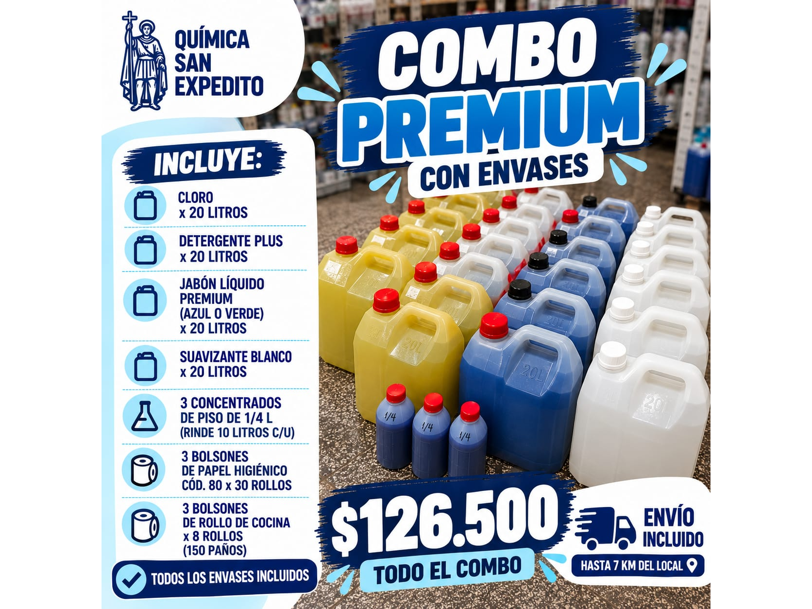 Combo Emprendedor Premium con Envases – Limpieza y Papeles