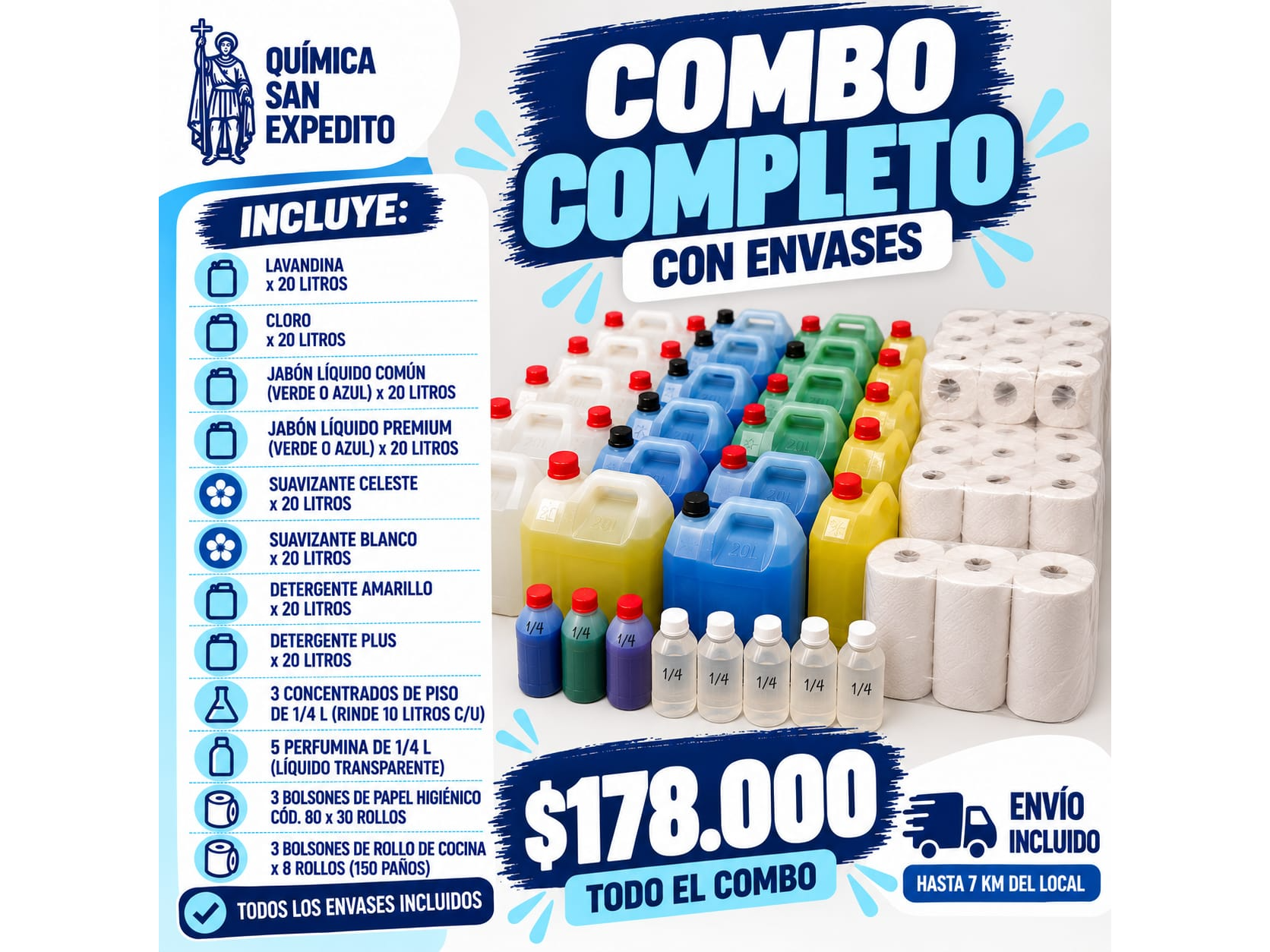 Combo Emprendedor Completo con Envases – Limpieza y Papeles