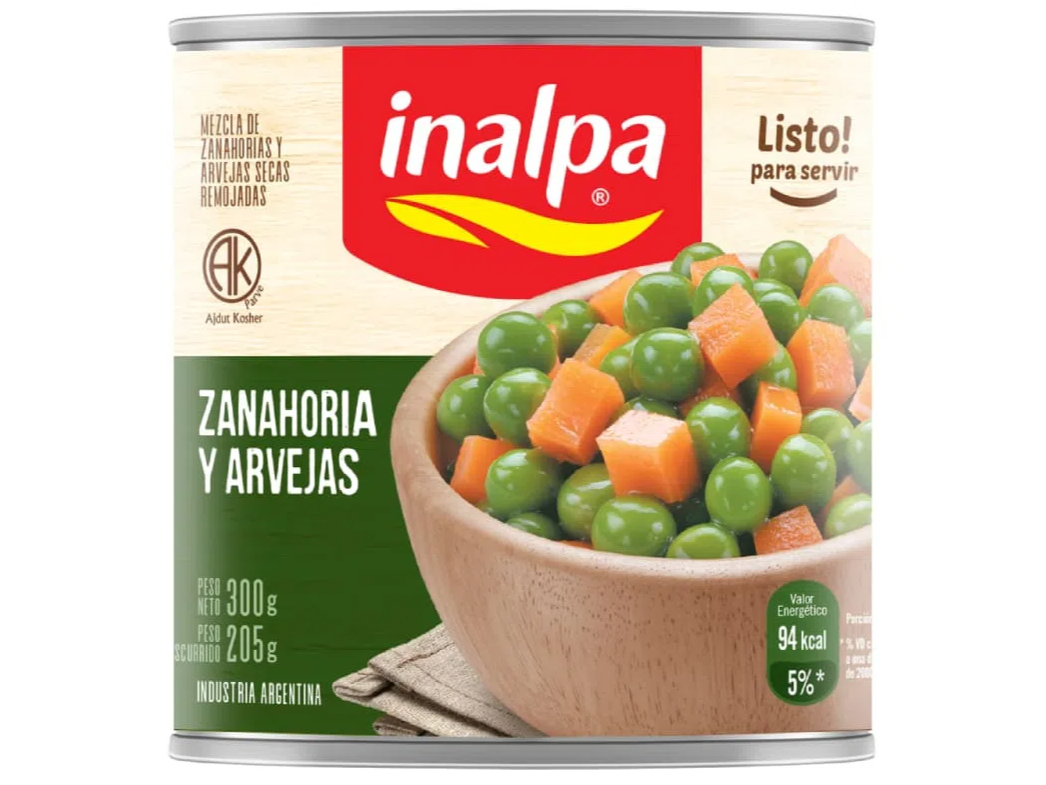 ARVEJAS Y ZANAHORIA INALPA X 300 GR