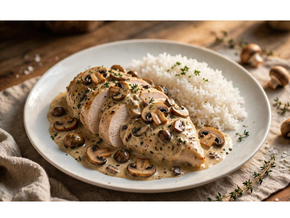 POLLO AL CHAMPIGNON C/ ARROZ PILAF