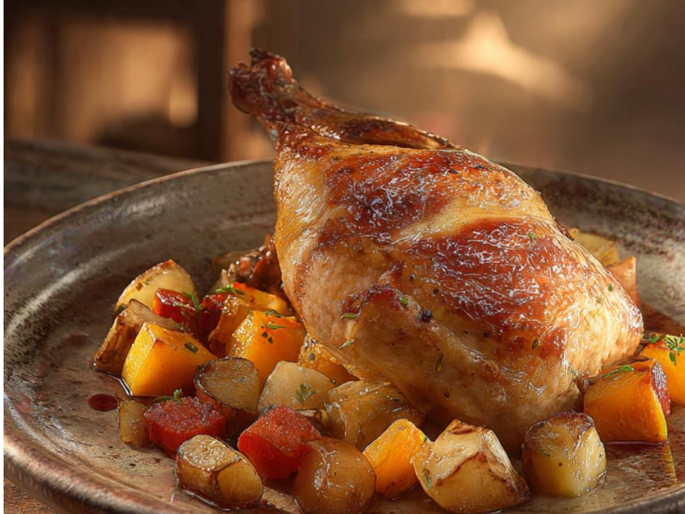Pollo asado c/ Papas/Batatas/Zapallo