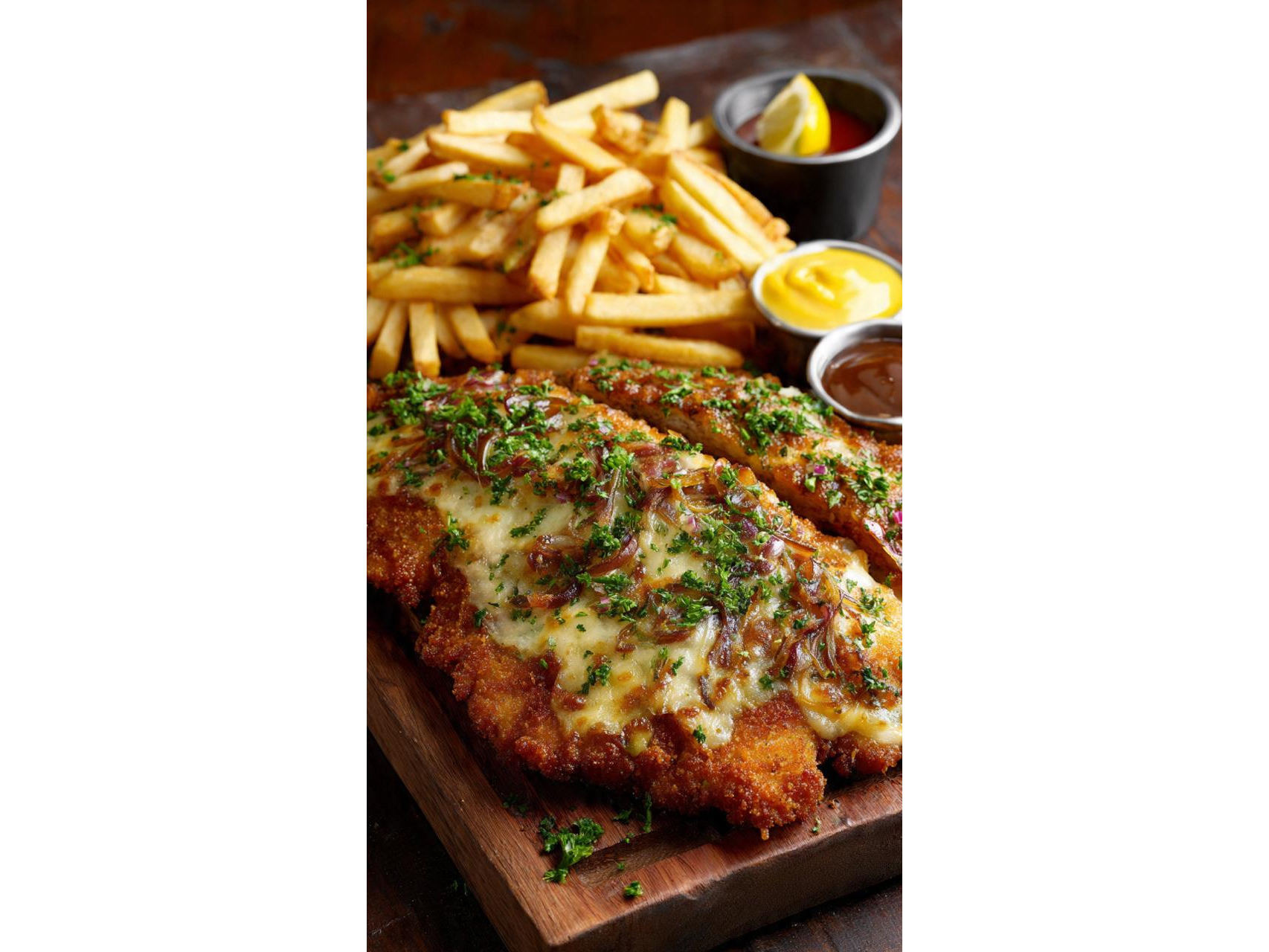 Milanesa XXL Fugazzetta + Papas Fritas (comen 2/3)