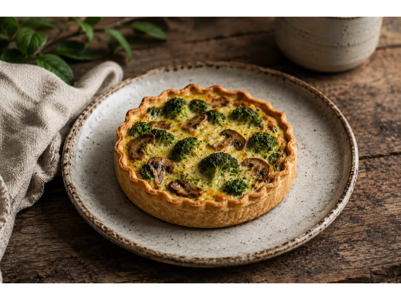 TARTA DE BROCOLI Y HONGOS