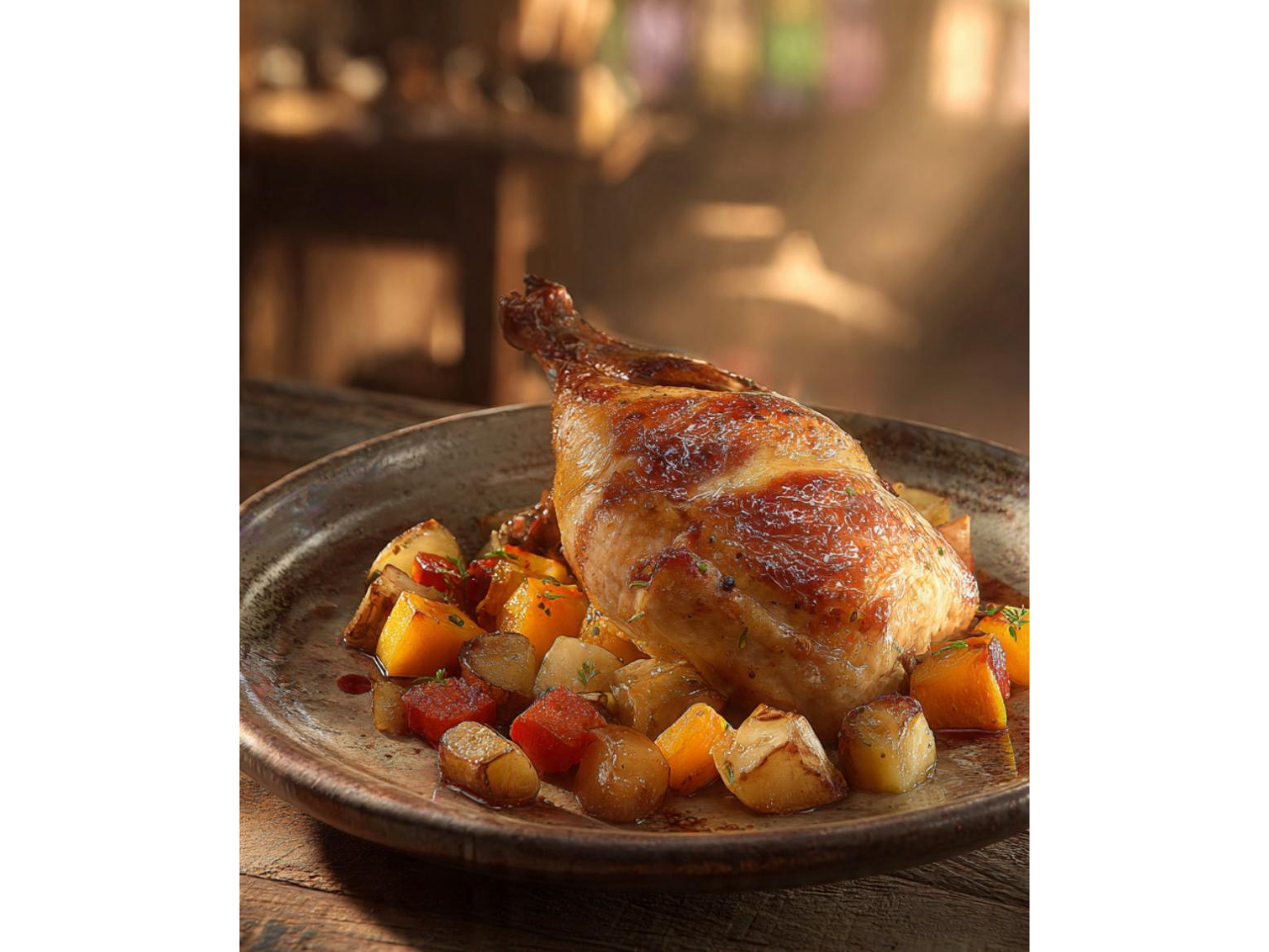 POLLO ASADO C/ PAPAS HORNEADAS