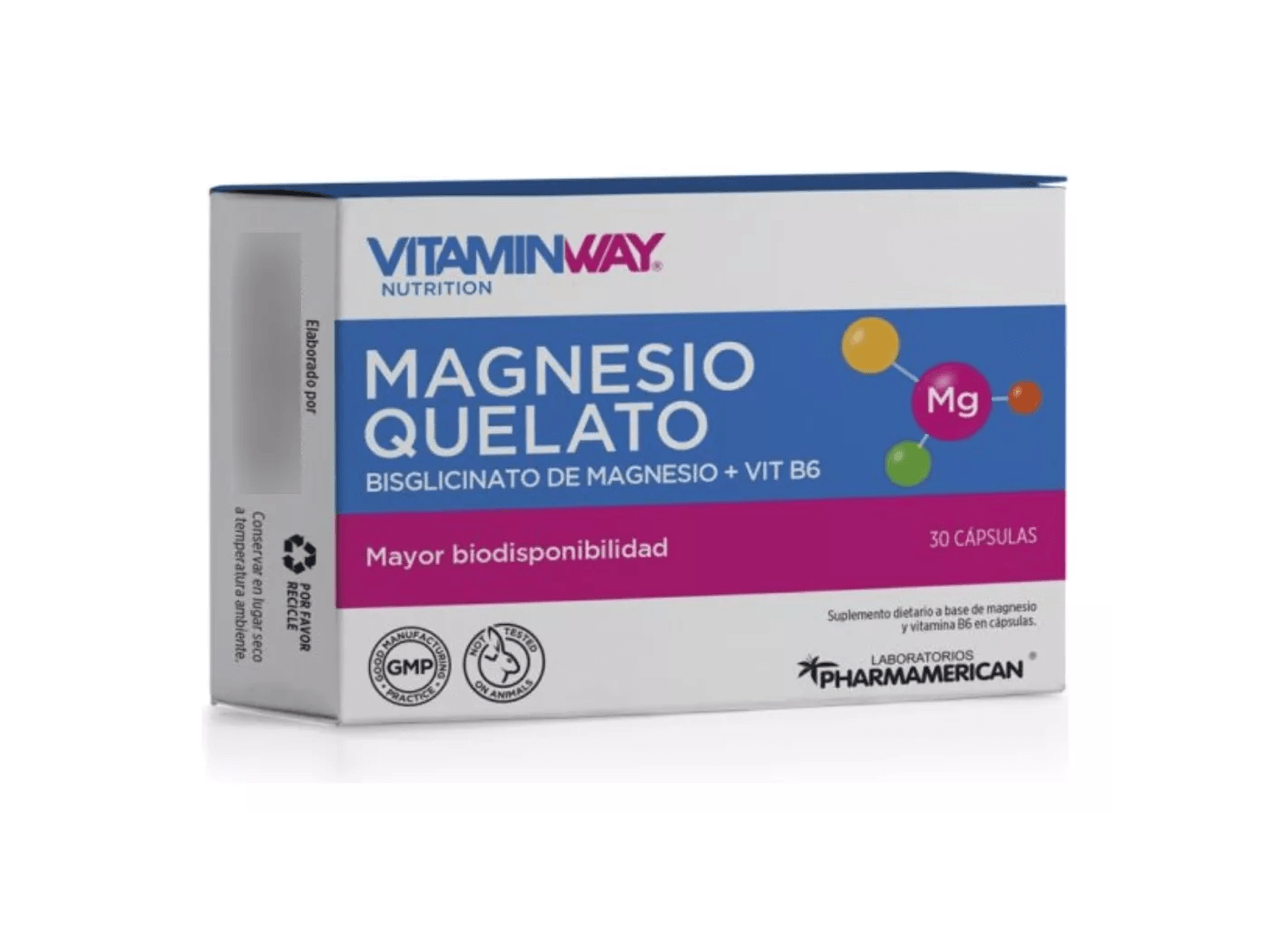 Magnesio Quelato Vitamina B6 30 Capsulas Vitamin Way