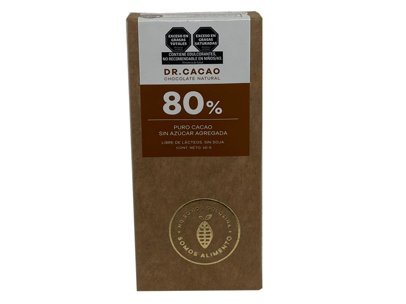 Dr. Cacao Chocolate 80% Puro Cacao Sin Azúcar x 50g de Akasha Almacén Natural