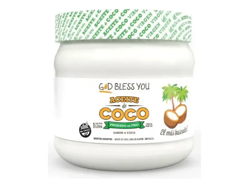 Aceite de Coco Virgen Prensado en Frío God Bless You x 1 Litro