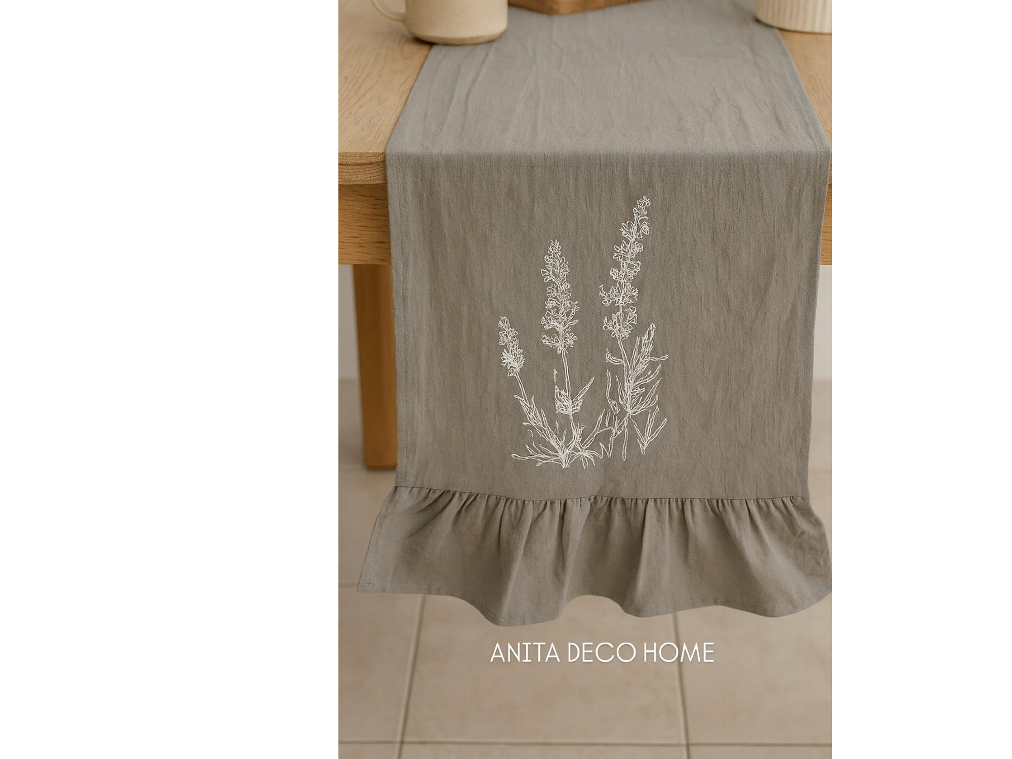 Camino de mesa tusor con lavandas