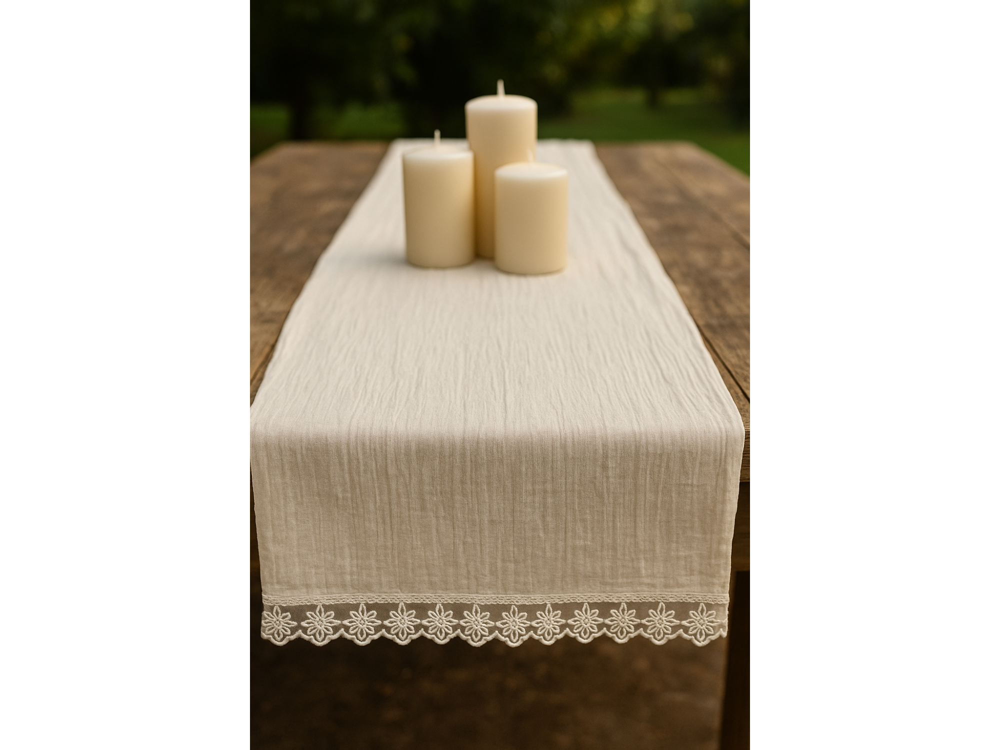 Camino de mesa gasa puntilla