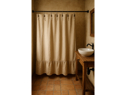 Cortina de baño tusor lisa con volado