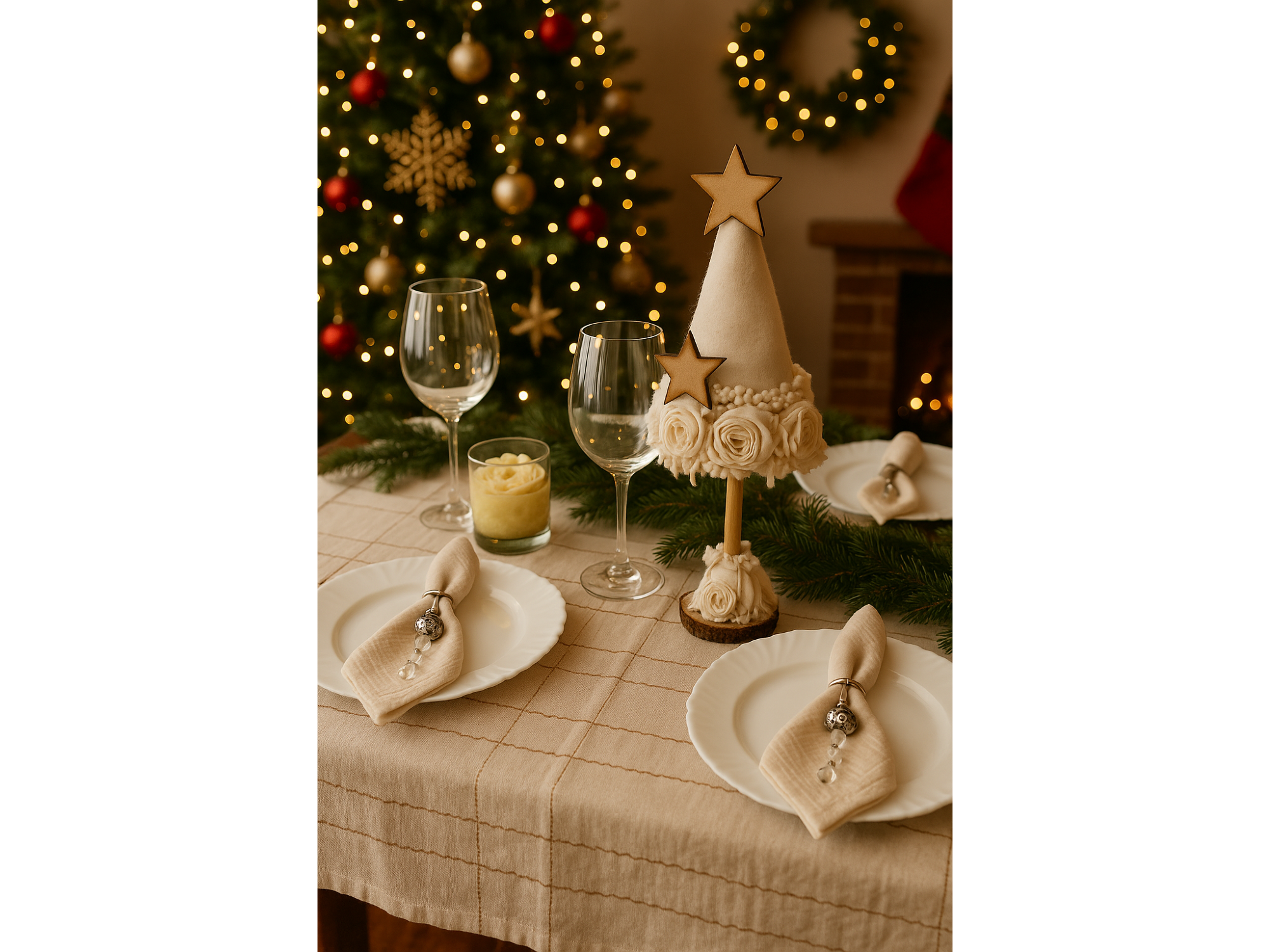 Mantel tusor rayas beige