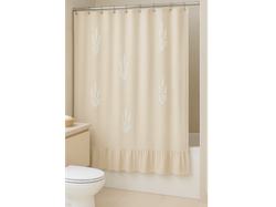 Cortina de baño gasa con volado lavandas