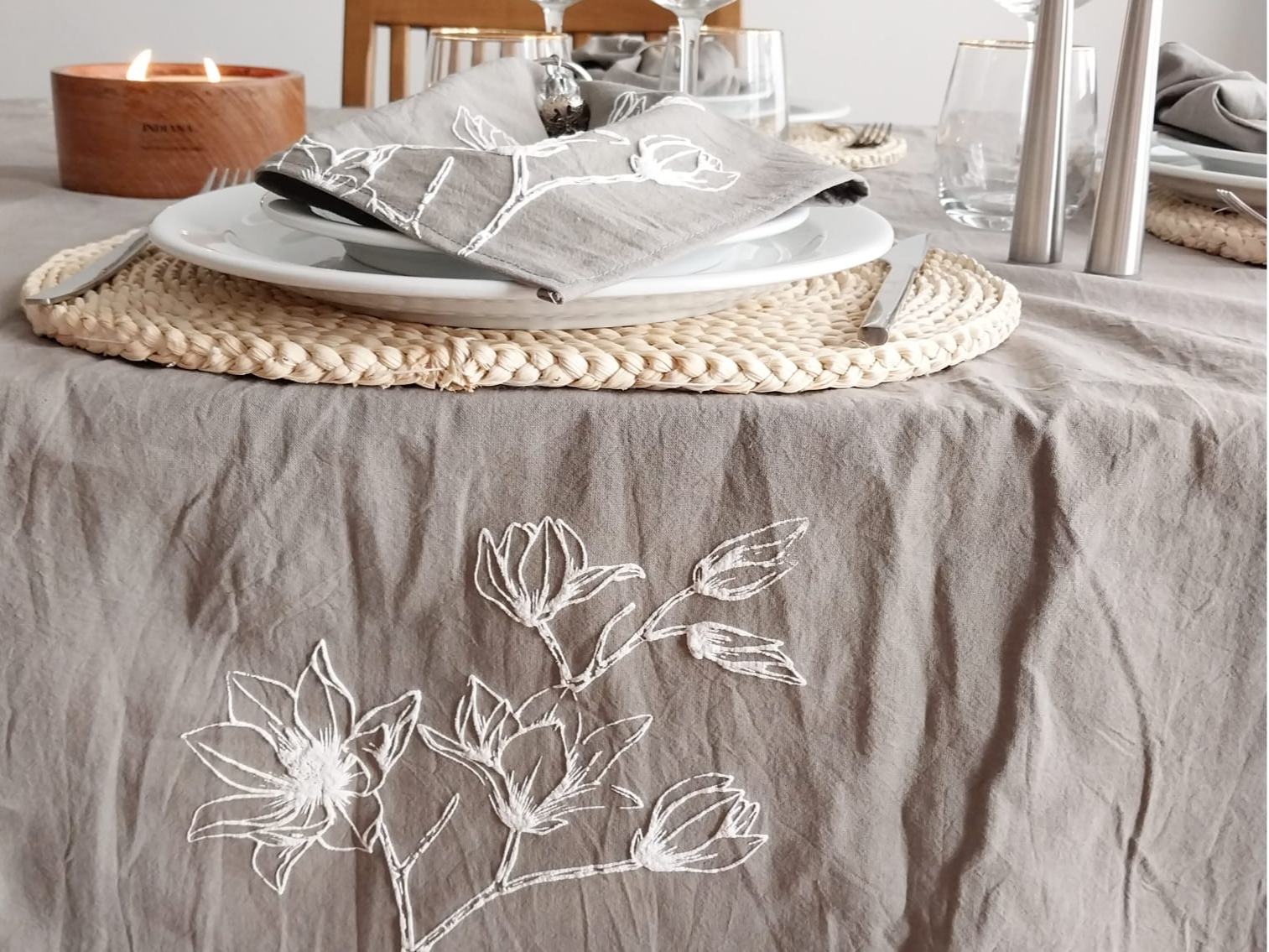 Mantel tusor estampado