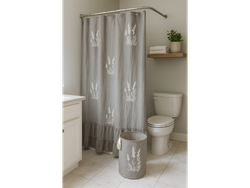 Cortina de baño tusor con volado lavandas