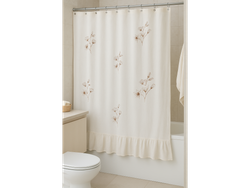 Cortina de baño gasa con un volado magnolias