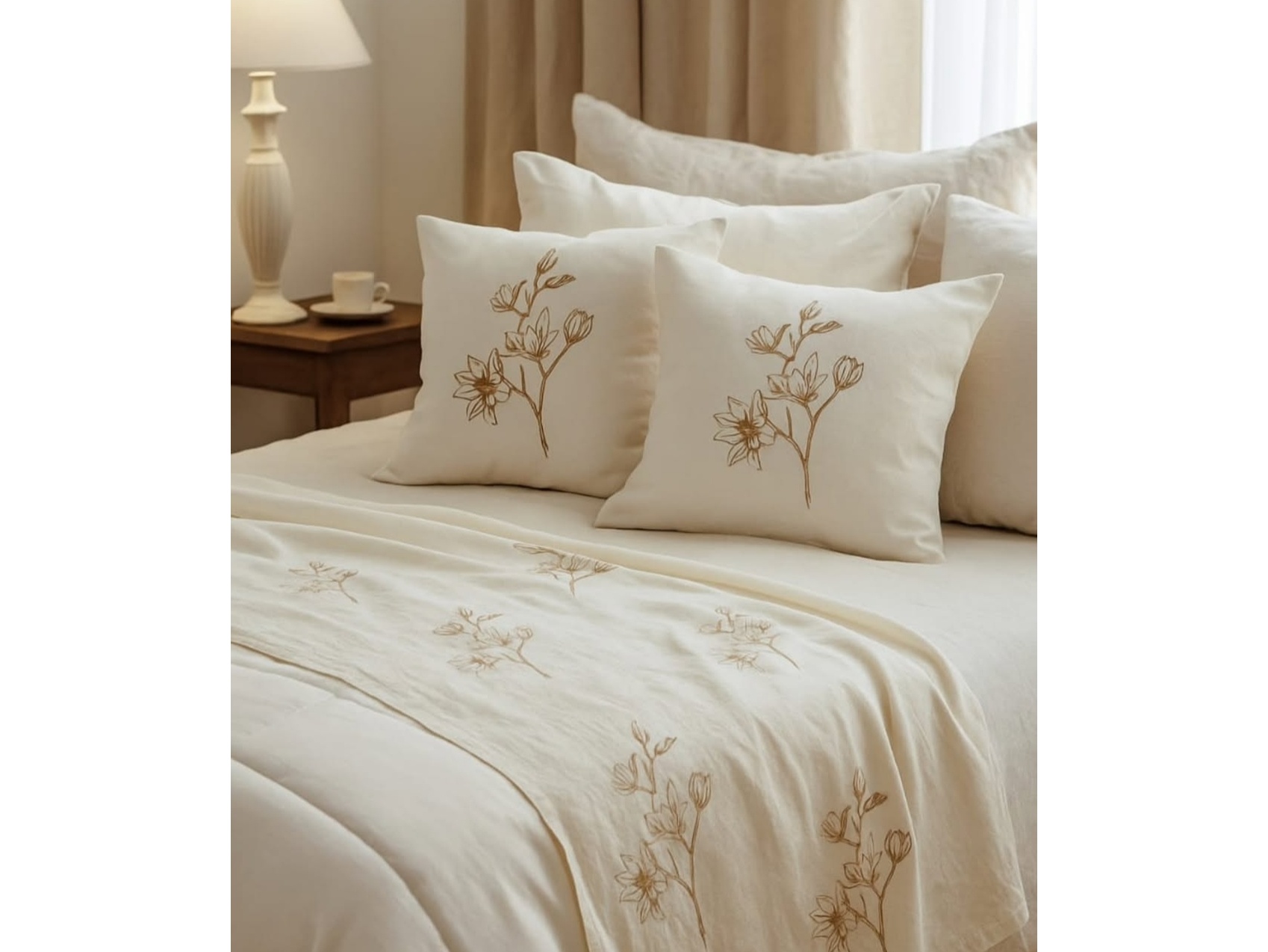 Pie de cama más fundas almohadones