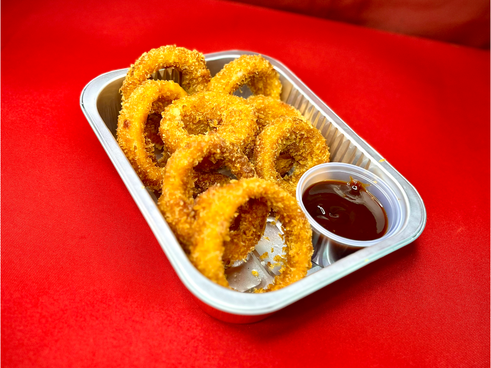 AROS DE CEBOLLA + DIP DE BBQ