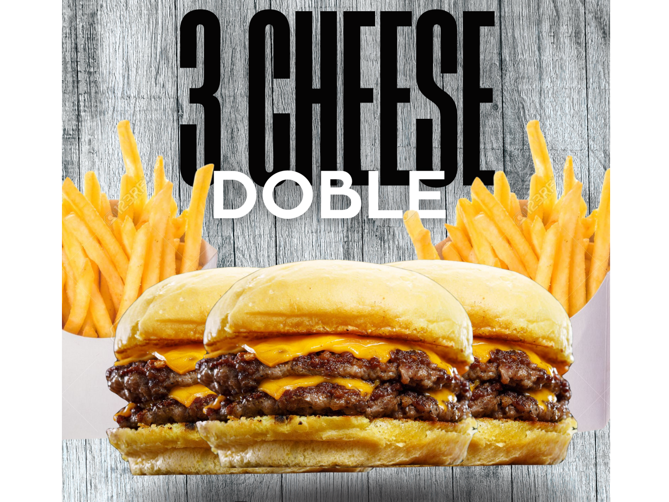 3 CHEESE DOBLE + 3 PAPAS
