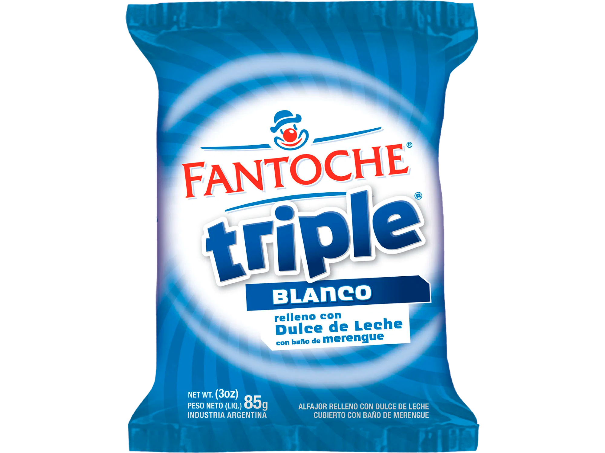 ALFAJOR FANTOCHE BLANCO TRIPLE X 85 GS.