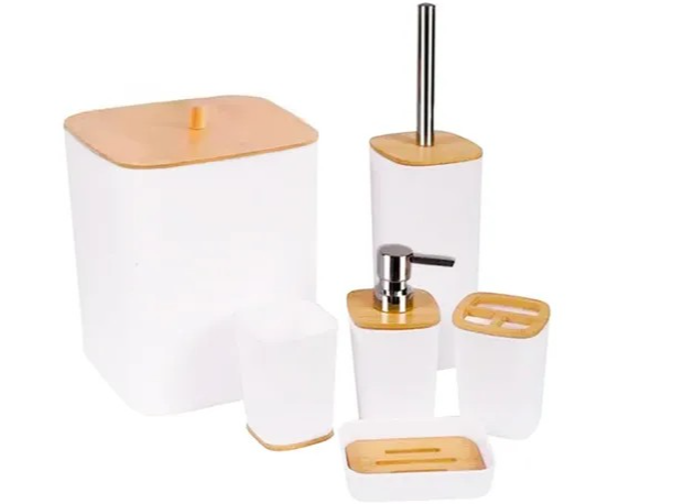 SET DE BAÑO BAMBU BLANCO