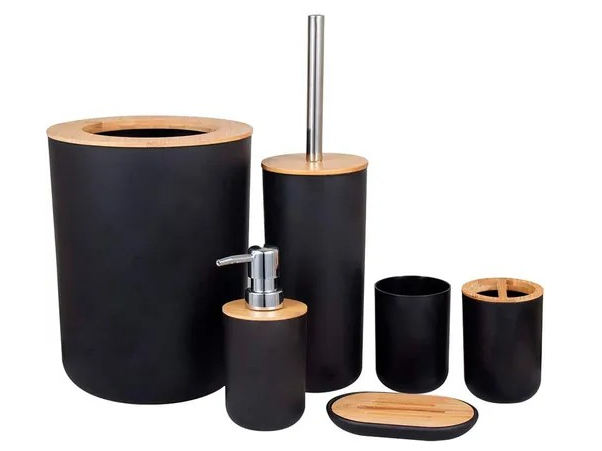 KIT ACCESORIOS BAÑO NEGRO KAHN