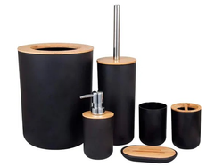 KIT ACCESORIOS BAÑO NEGRO KAHN