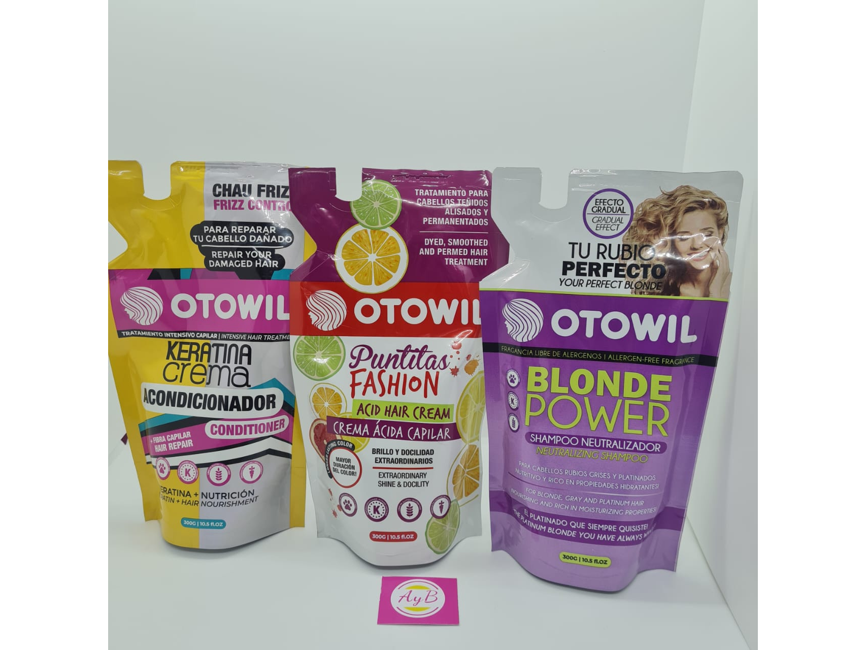 Shampoo y acondicionador en sachet otowil