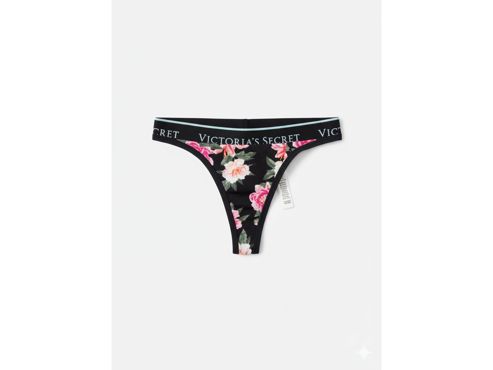 VICTORIAS SECRET VS Panty Cotton Thong Black and Rose