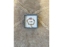 SET PULSERA CON CHARM MARIPOSA + ARITOS MARIPOSA GOLD&BLUE