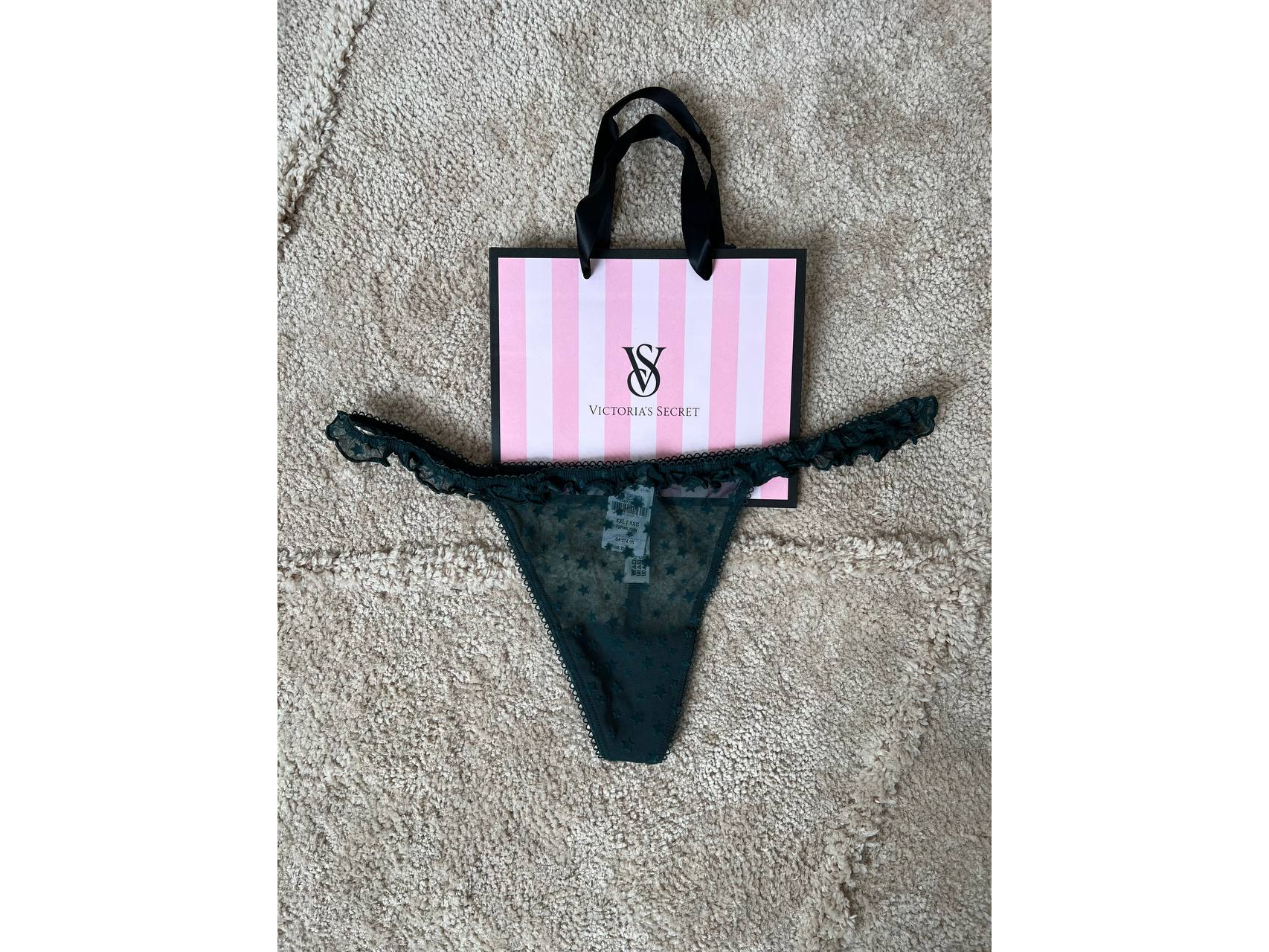 Victoria's Secret Thong-Less Lace Green Deep Wink