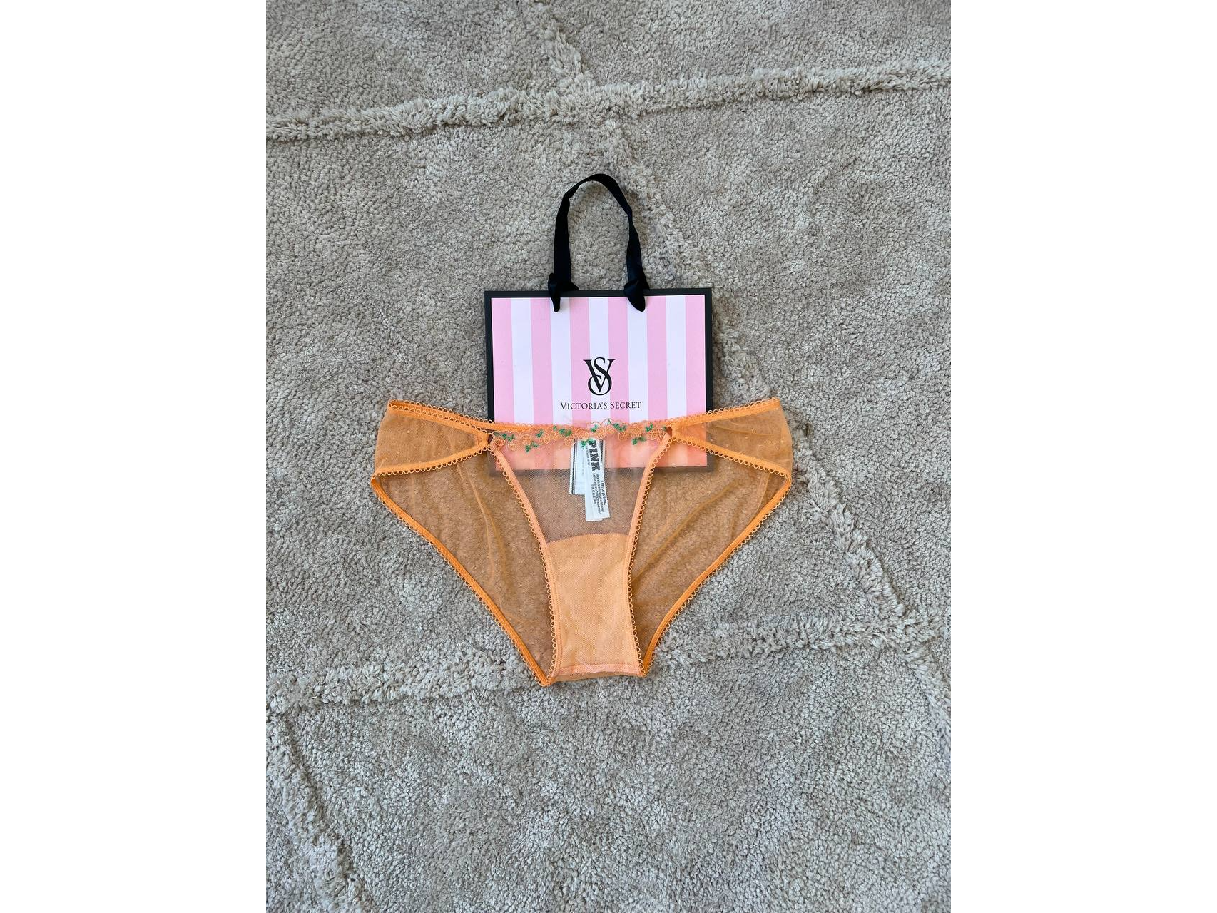 Victoria's Secret Cotton Panty Orange Lace