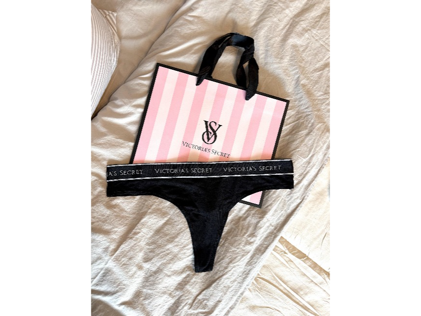VICTORIAS SECRET Panty Cotton Thong Elástico Black&White