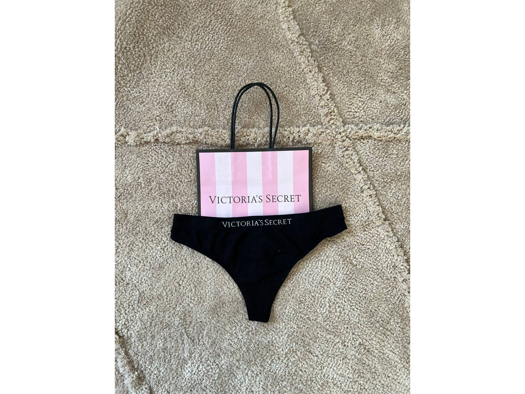 VICTORIAS SECRET Panty Cotton Thong Elastico Total Black