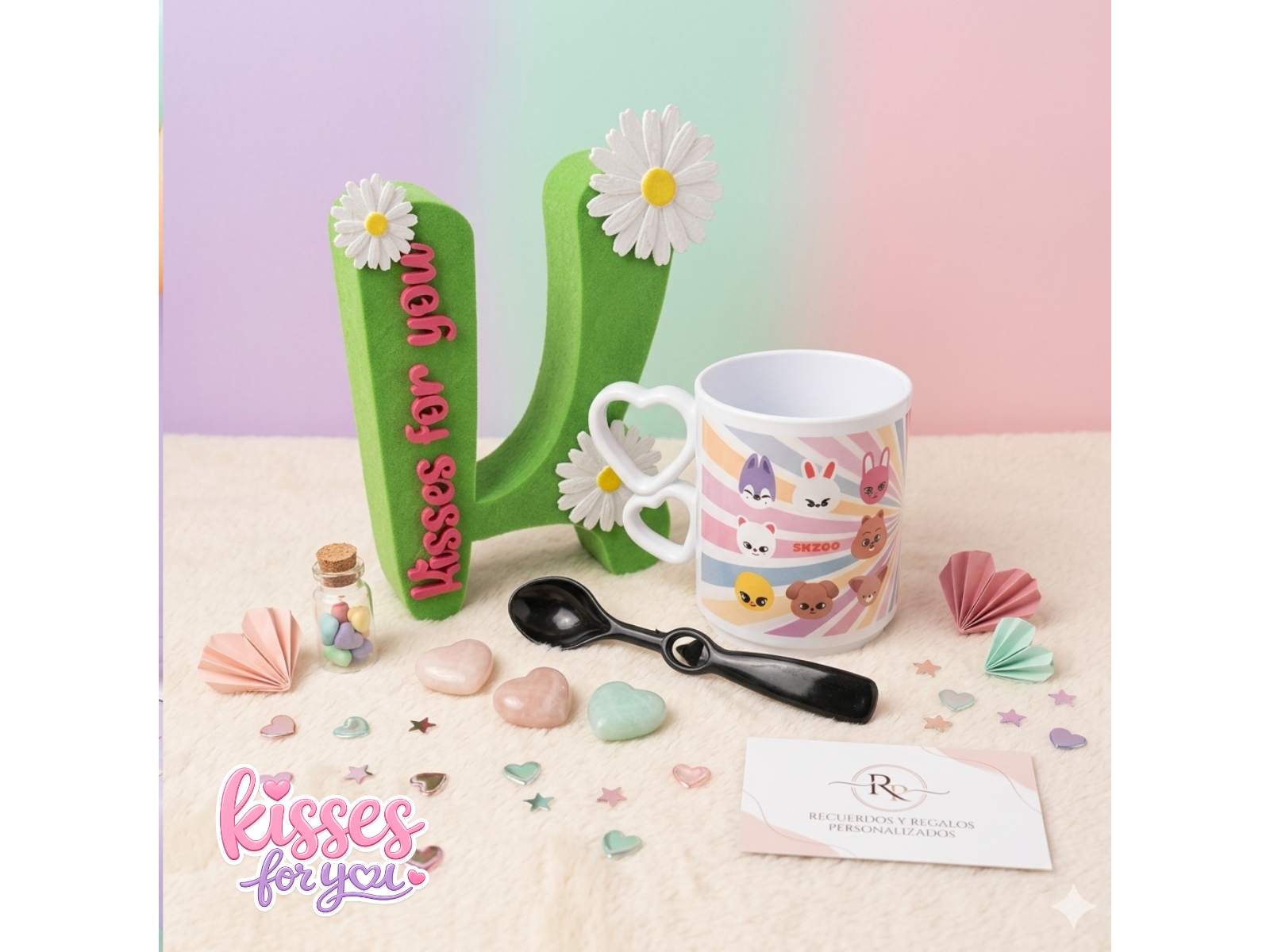 Taza plastica personalizada con asa de corazón