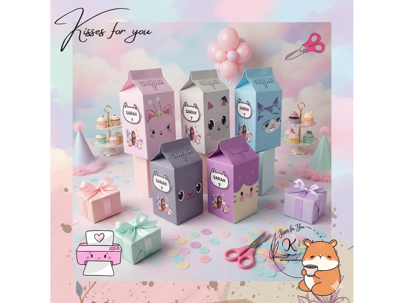 Milk box personalizada con 1 aplique en relieve