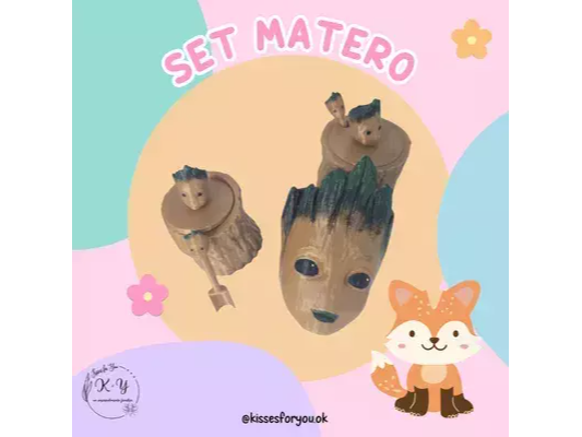 Set matero baby groot impresion 3d