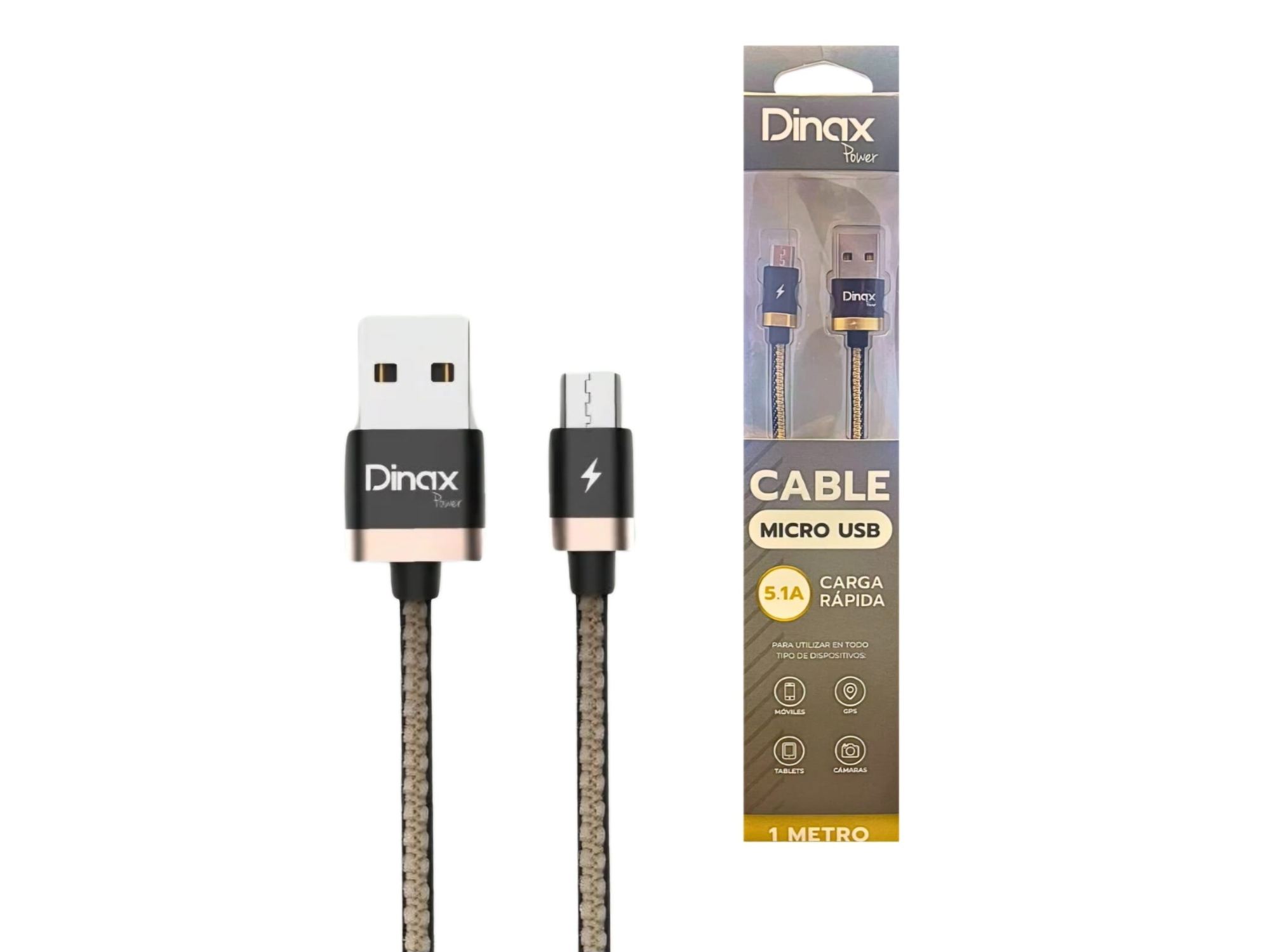 CABLE MICRO USB 5.1A DINAX 1M MALLADO