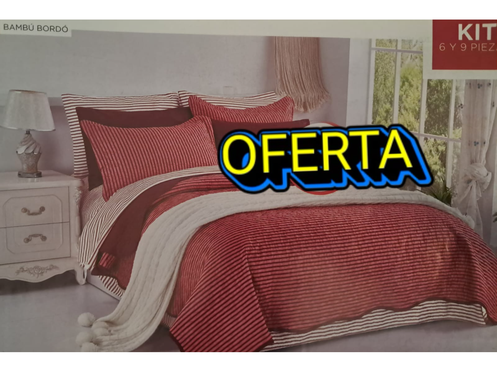 KIT COVER + FUNDAS + JGO. SAB. + 2 FUNDAS DE ALMOHADAS LISAS 2 1/2 PL BAMBU