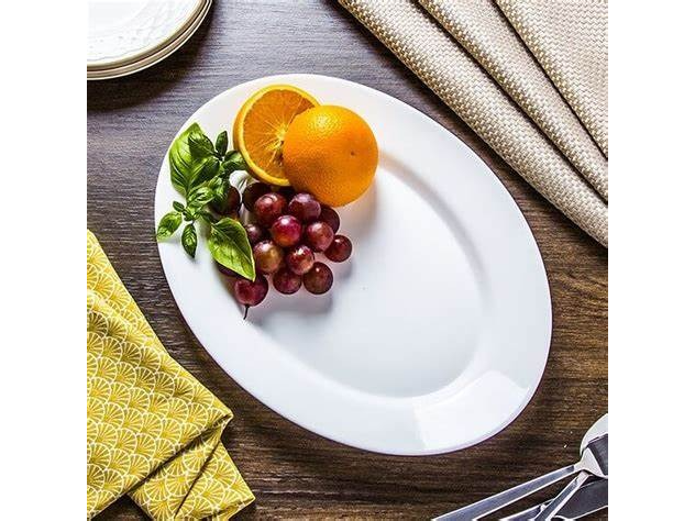 FUENTE OVAL VIDRIO TEMPLADO BLANCO IVORY 32 CM