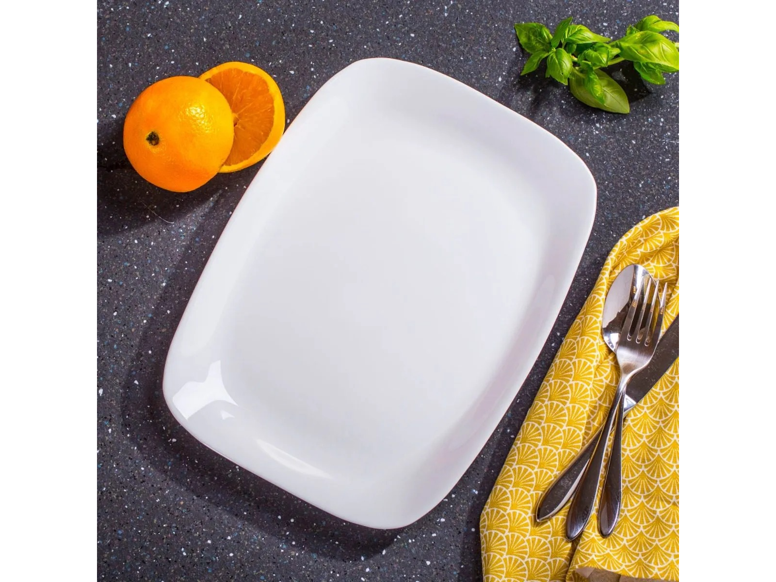 FUENTE RECTANGULAR VIDRIO TEMPLADO BLANCO BORMIOLI PARMA 33 X 24