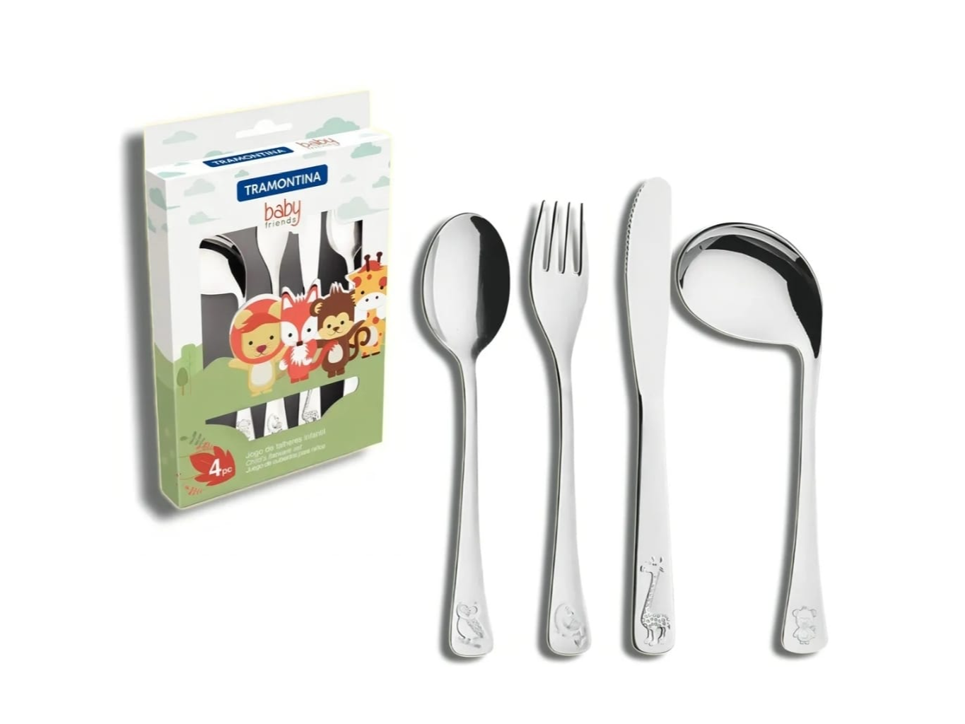 JGO. CUBIERTOS TRAMONTINA NIÑO x 4 ACERO