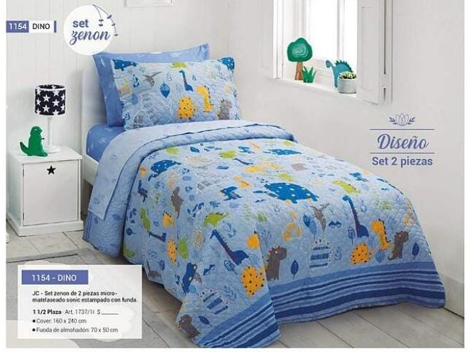 KIT COVER + FUNDA DE ALMOHADON 1 1/2 PL ZENON ESTAMPADO