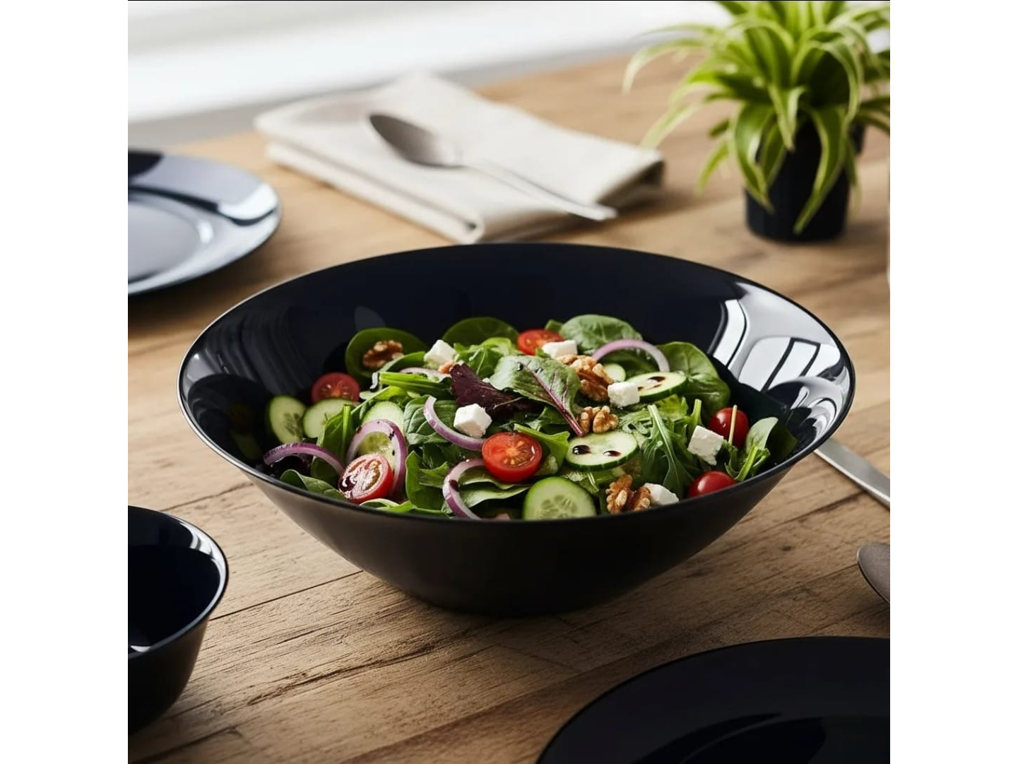 ENSALADERA VIDRIO TEMPLADO CARINE LUMINARC 27 CM NEGRA
