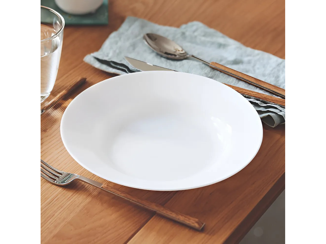 PLATO HONDO VIDRIO TEMPLADO IVORY BLANCO 23 CM x 6 UNIDADES