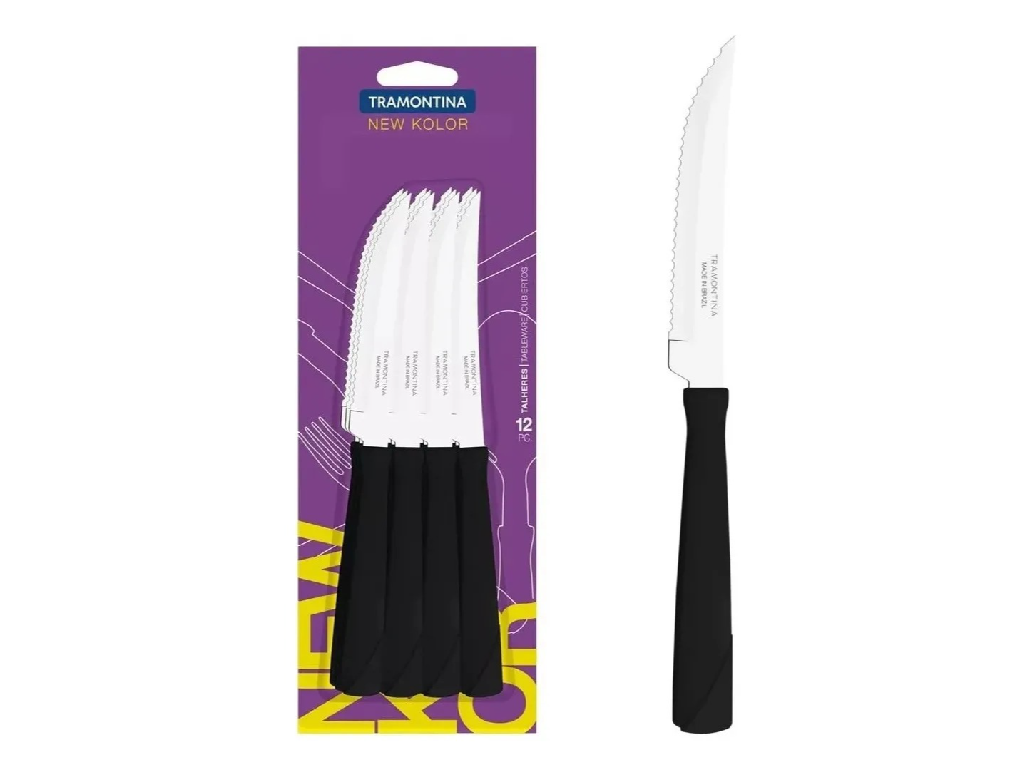 CUCHILLO MESA TRAMONTINA NEW COLOR x 6 UNIDADES