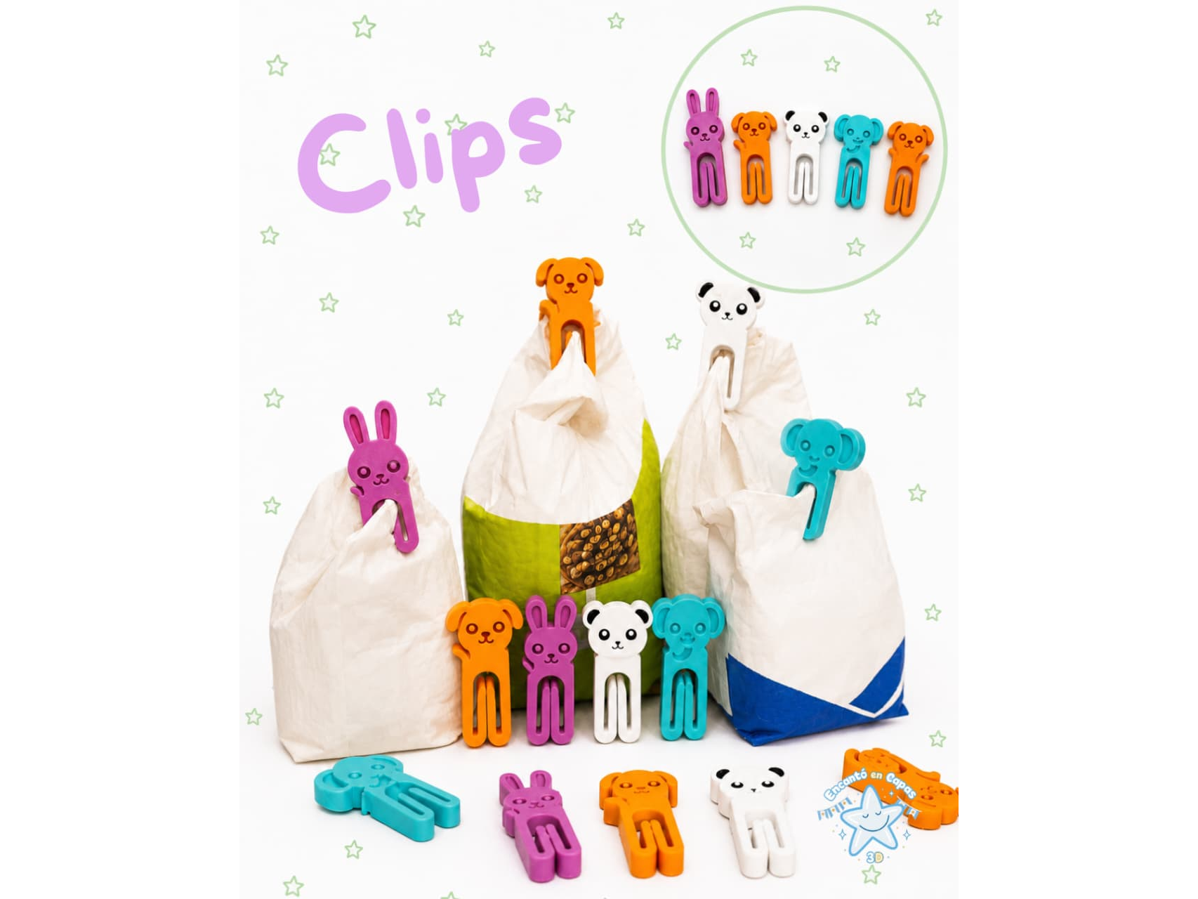 Clips para paquetes x5 unidades