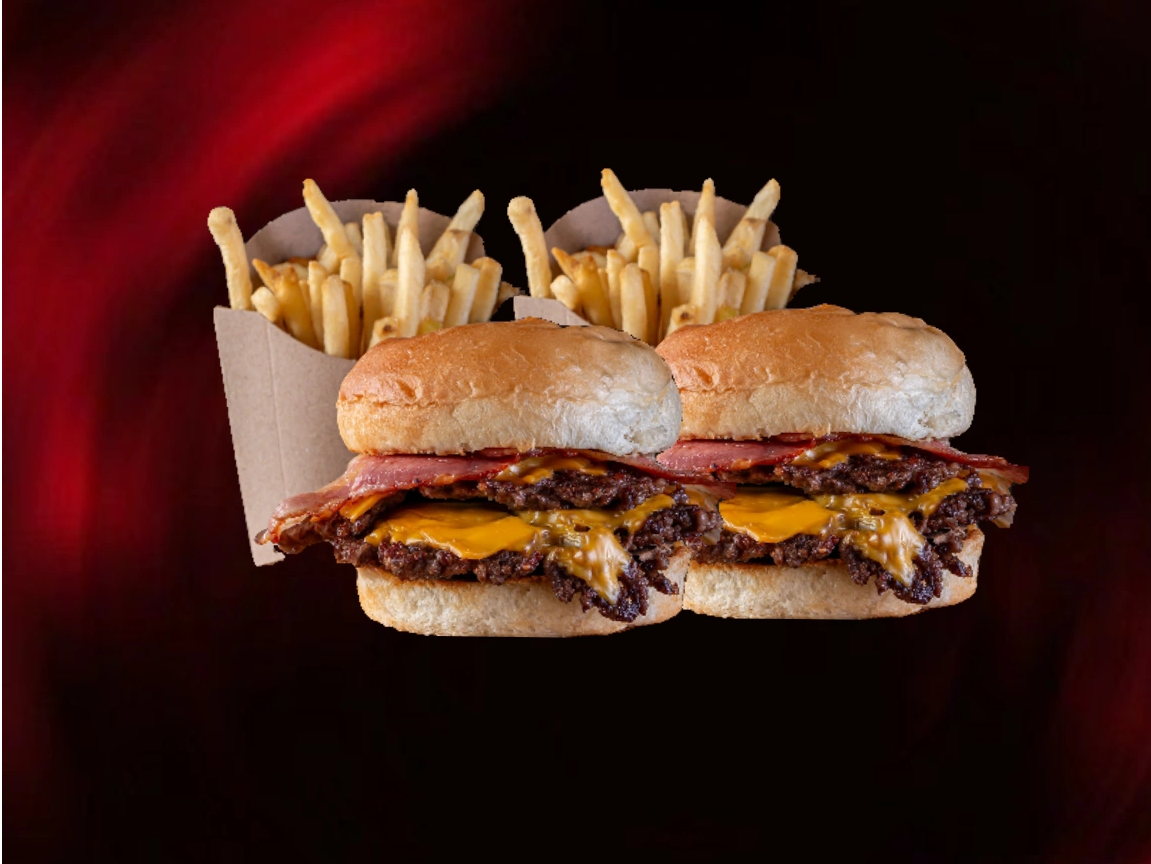 2 cheese TRIPLES con papas