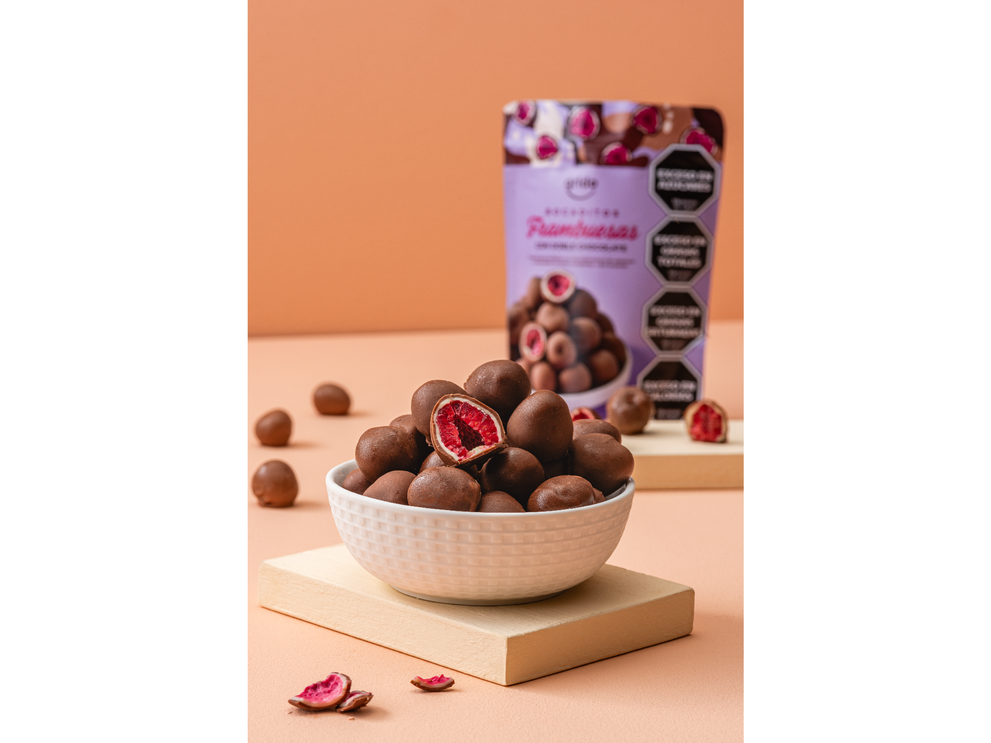 Frambuesas bañadas en chocolate