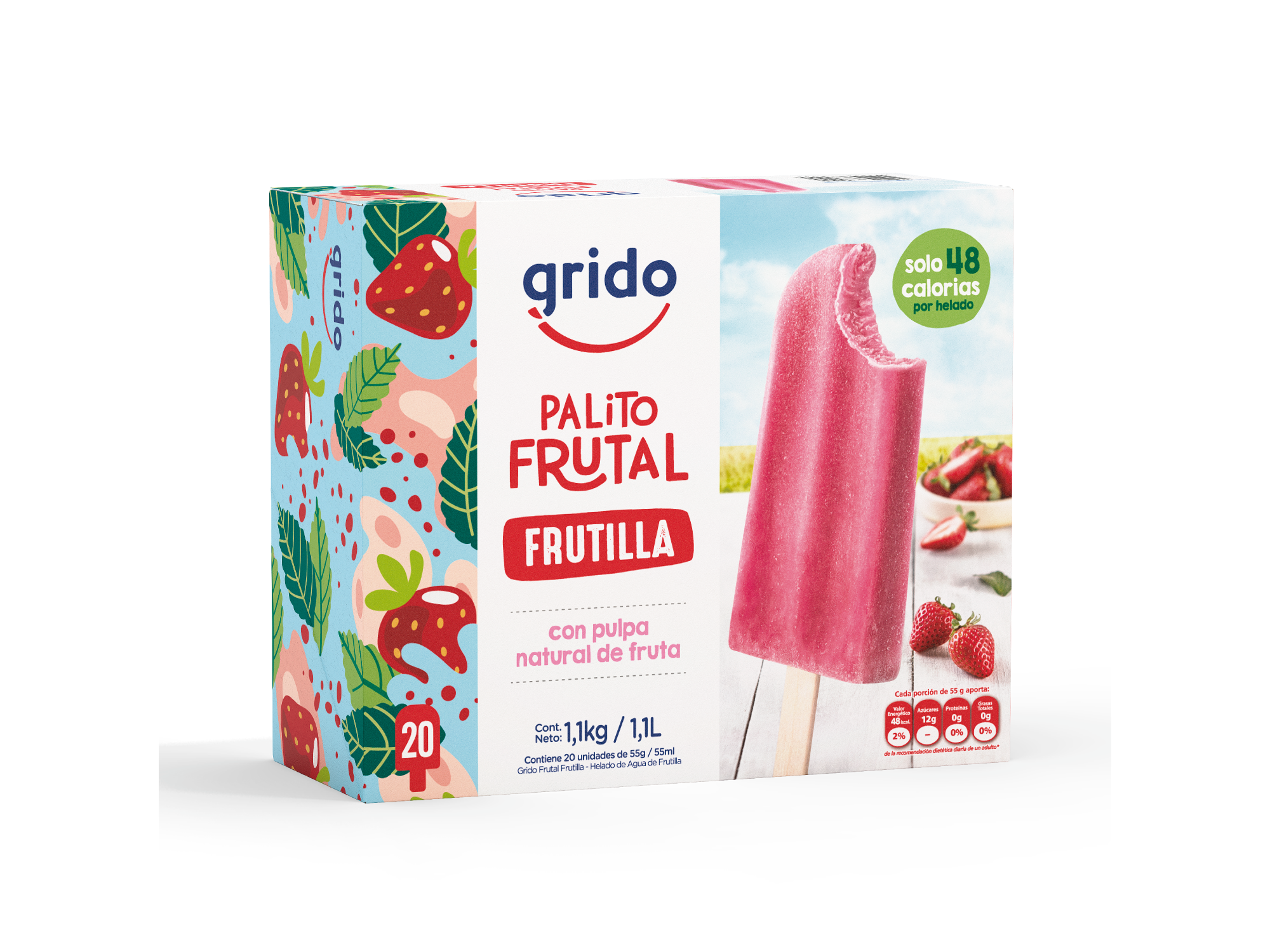 Palito agua frutilla x 20 unidades de grido la calera centro