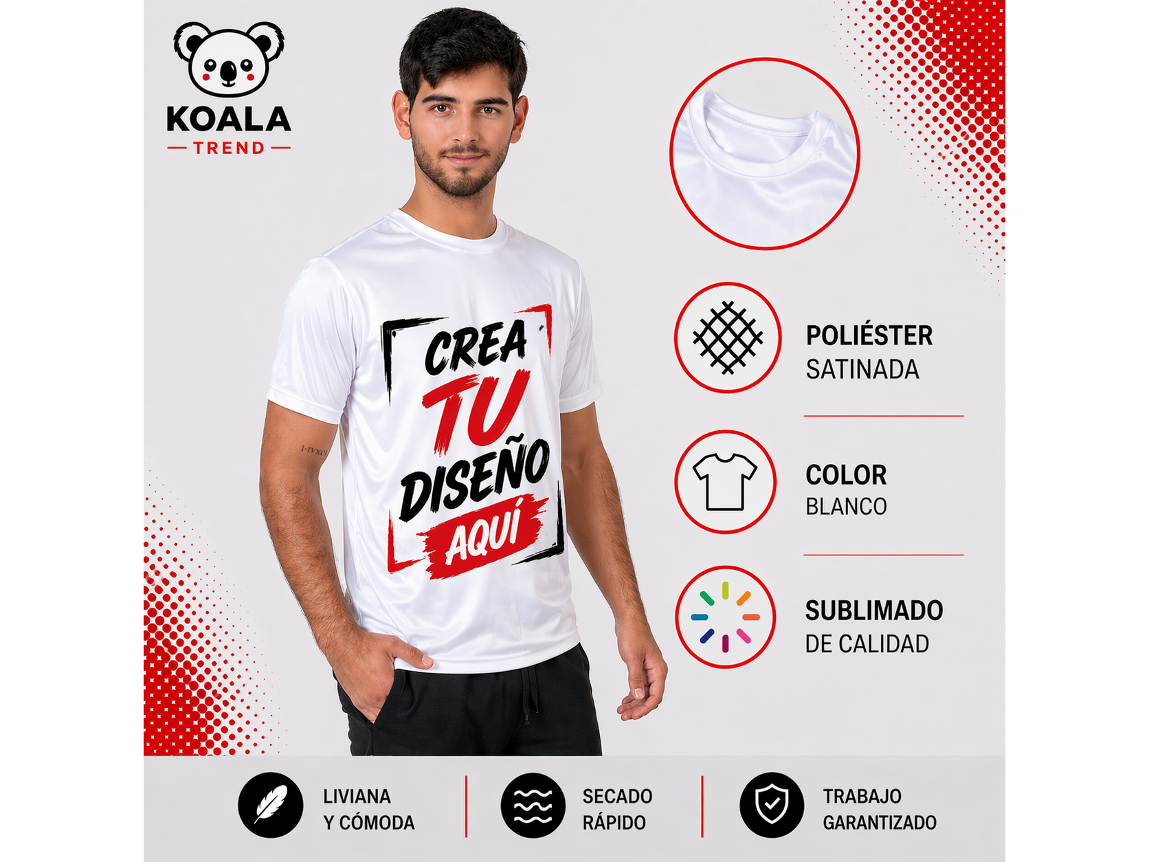CAMISETA  POLIÉSTER SATINADA BLANCA